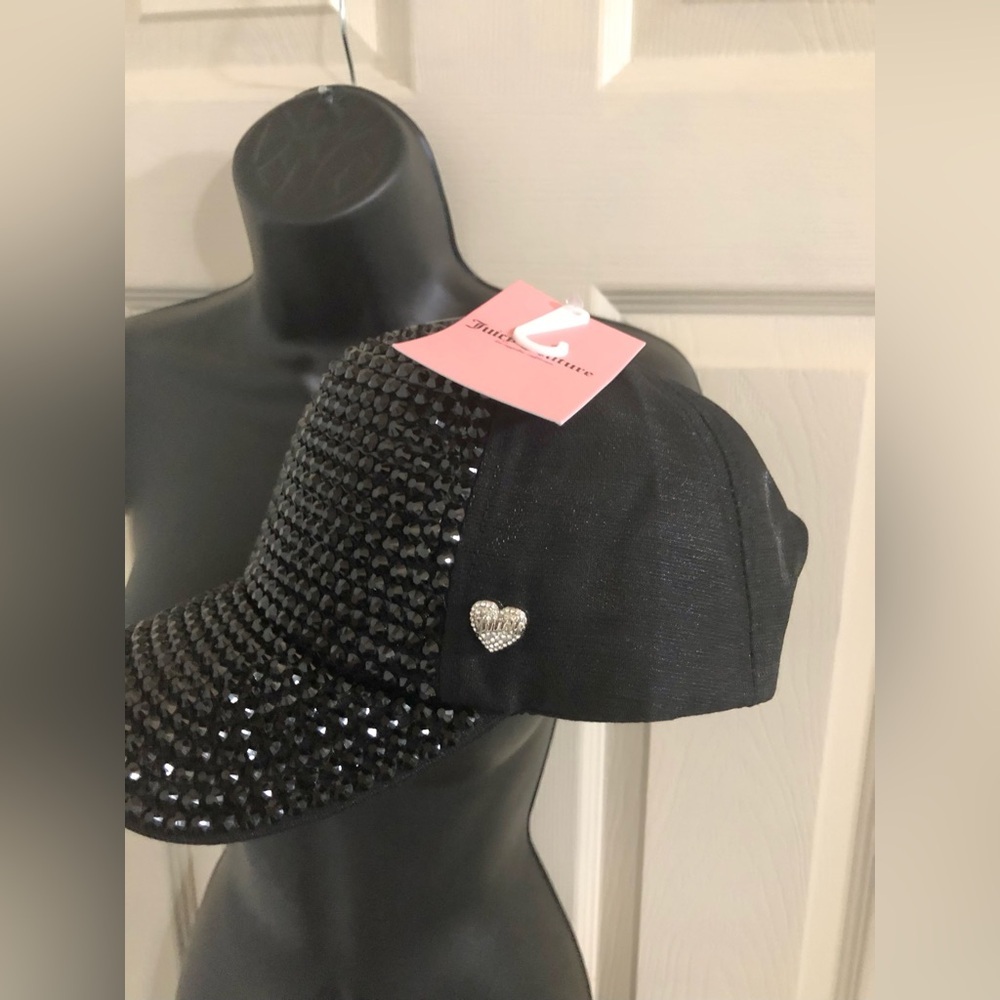 Juicy Couture black rhinestone studded bling gemstone embellished baseball cap